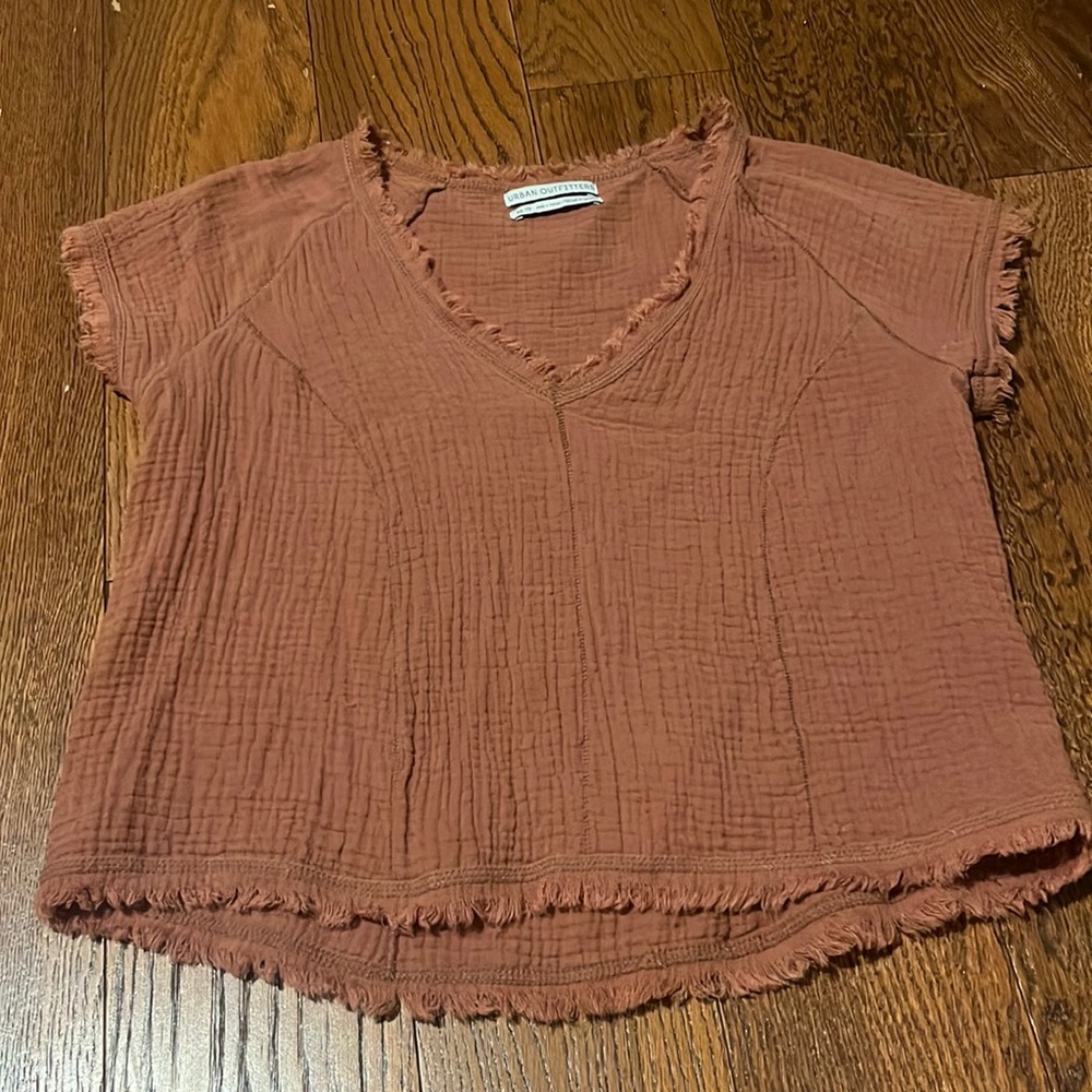 brown V neck blouse!